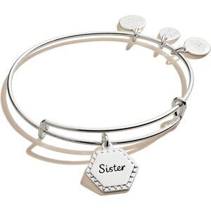 Sister Woven Together Charm Silver Adjustable Expandable Bracelet